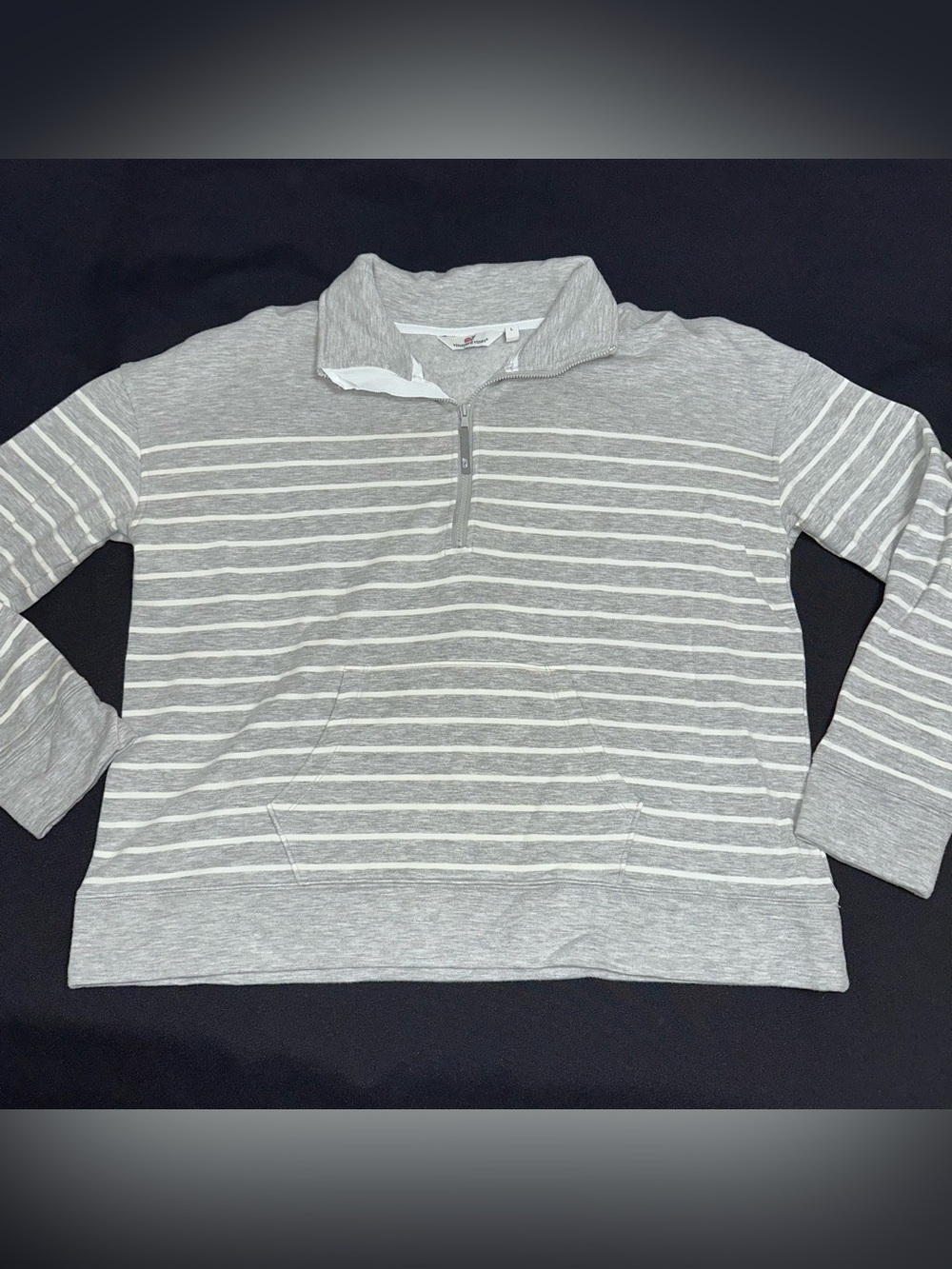 Vineyard‎ Vines Grey & White Stripe Quarter-Zip ladies sweatshirt size large